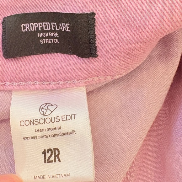 Express Womens 12R Cropped Flare Jeans Pastel Purple High Rise Stretch Wide Leg - Picture 13 of 15